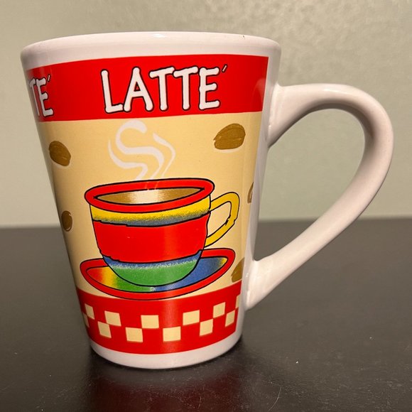 Pair of LATTE & COFFEE Mugs with Café Graphics in Eye-Popping Electric Colors - Picture 4 of 11